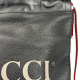 Gucci Black Leather Drawstring Backpack