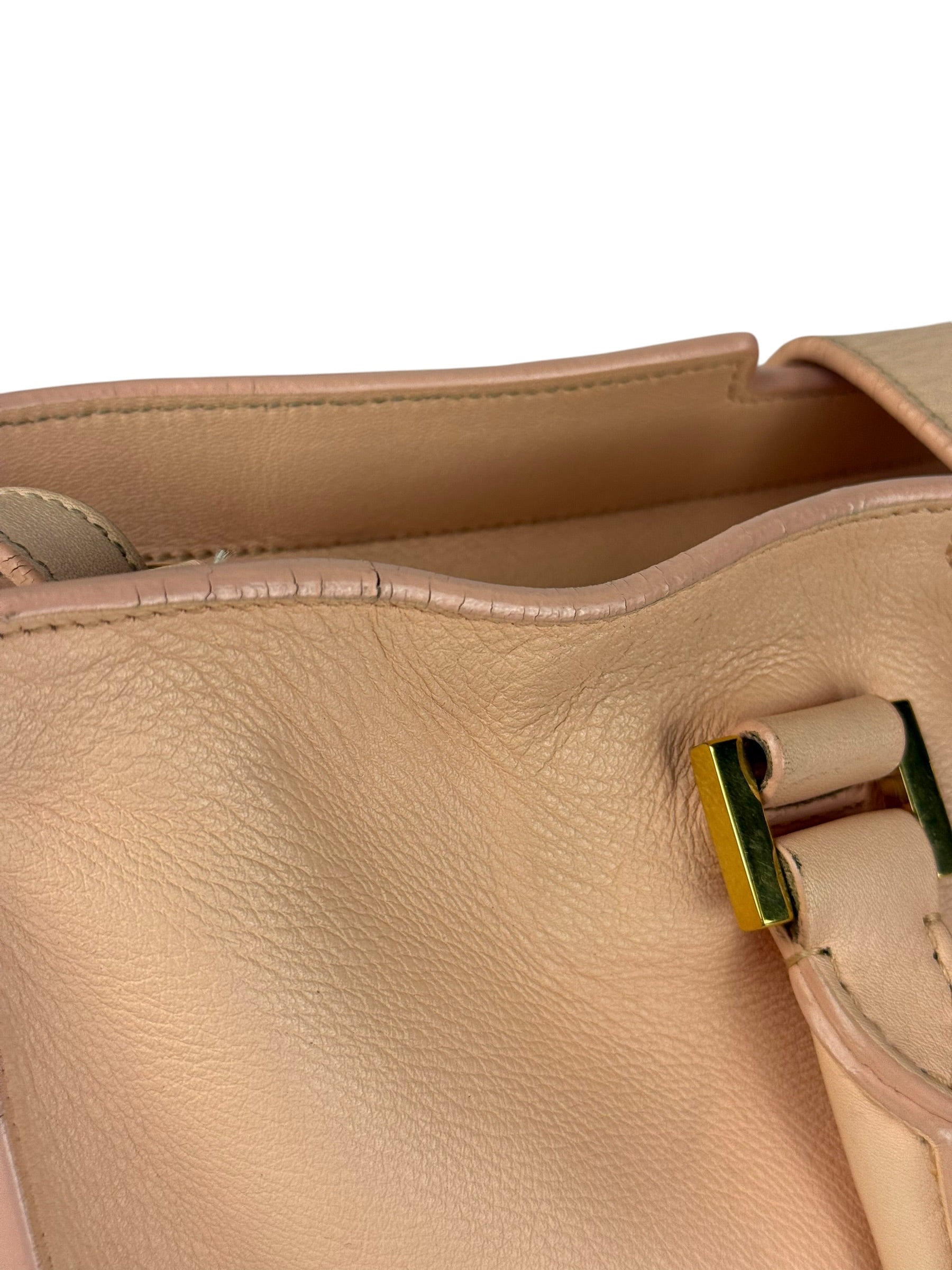 YSL Vintage Classic Y Cabas Peach Leather 2Way Handbag