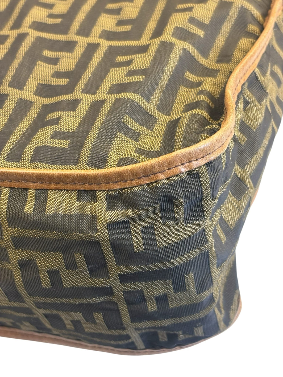 Fendi Zucca Print Brown Canvas Leather Trim Messenger Crossbody