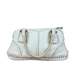 Prada Vintage White Studded Leather Shearling Bowler 2Way Bag