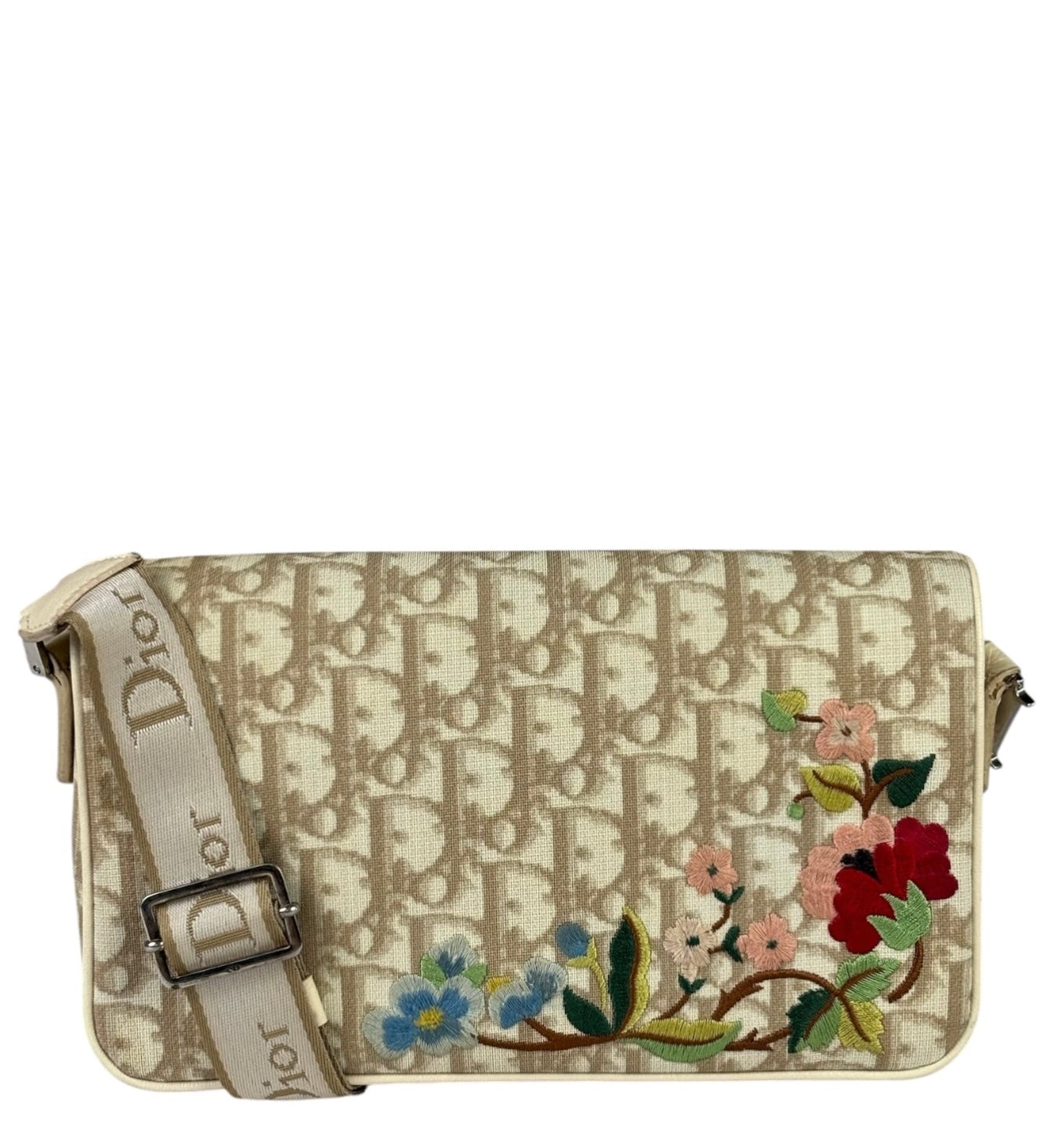 Christian Dior Trotter Flower Embroidered Flap Crossbody