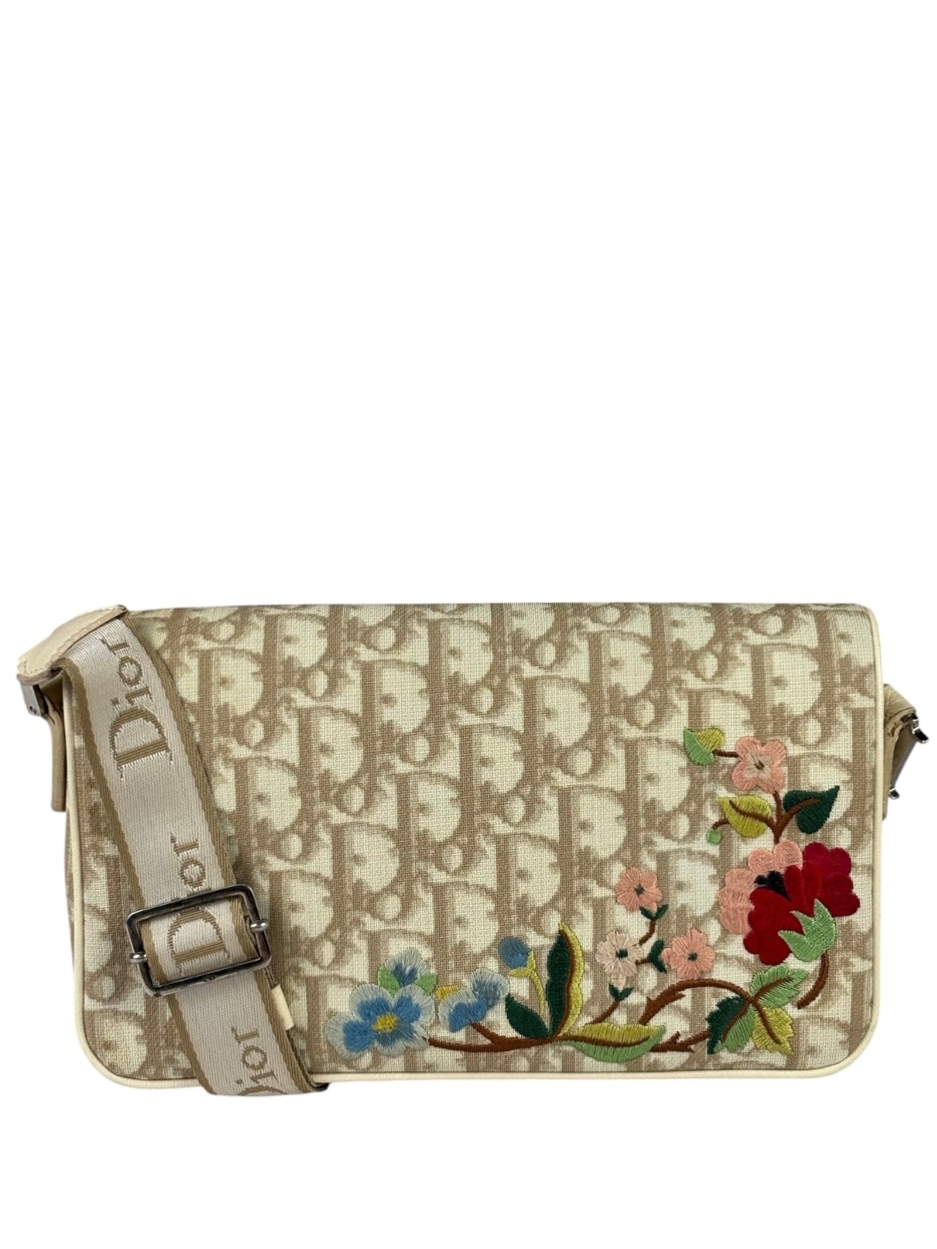 Christian Dior Trotter Flower Embroidered Flap Crossbody