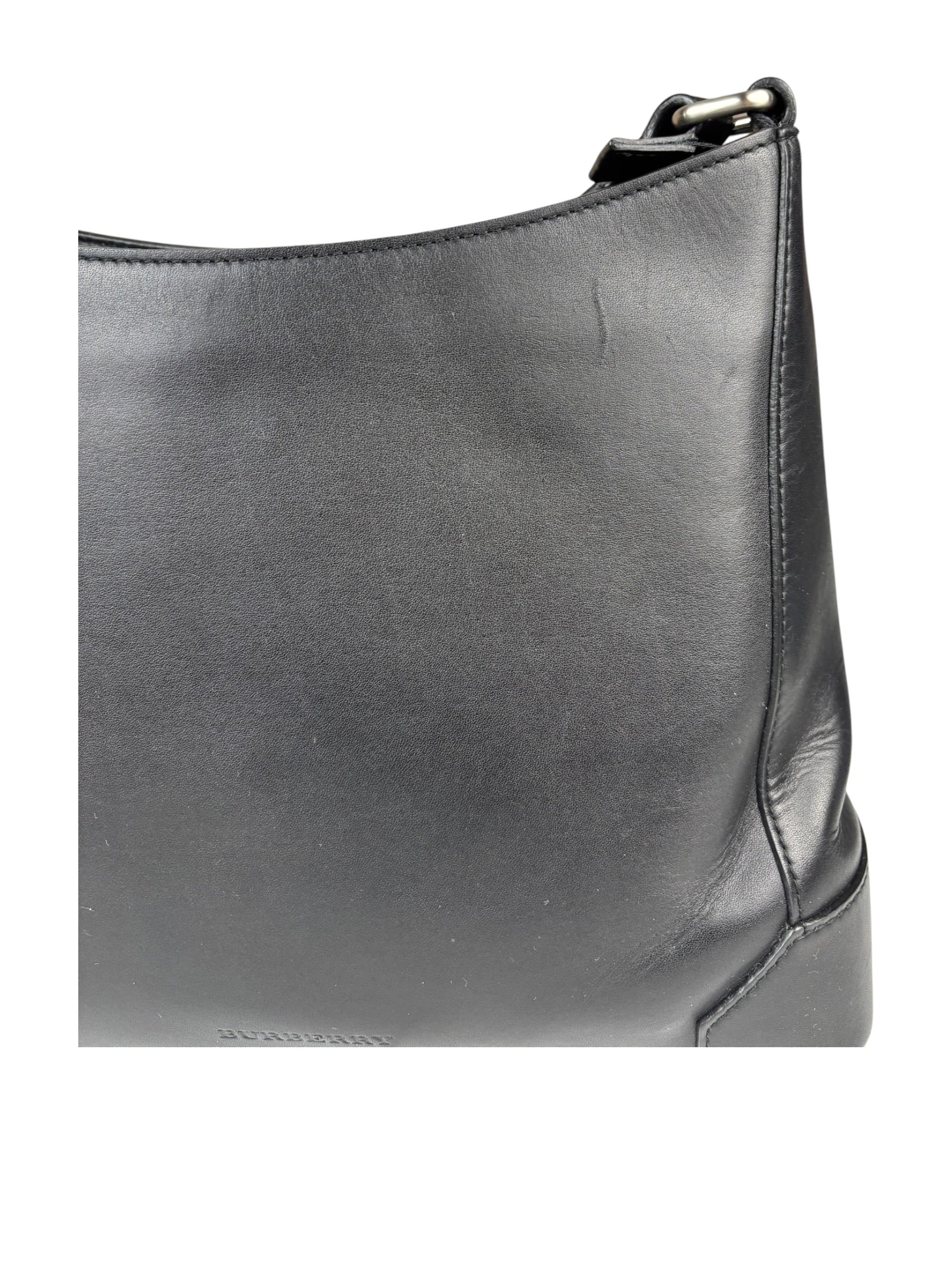 Burberry Black Leather Hobo Bag