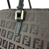 Fendi Brown Leather Trim FF Zucca Tote Bag