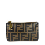 Fendi Brown Leather FF Zip Coin/Card Case