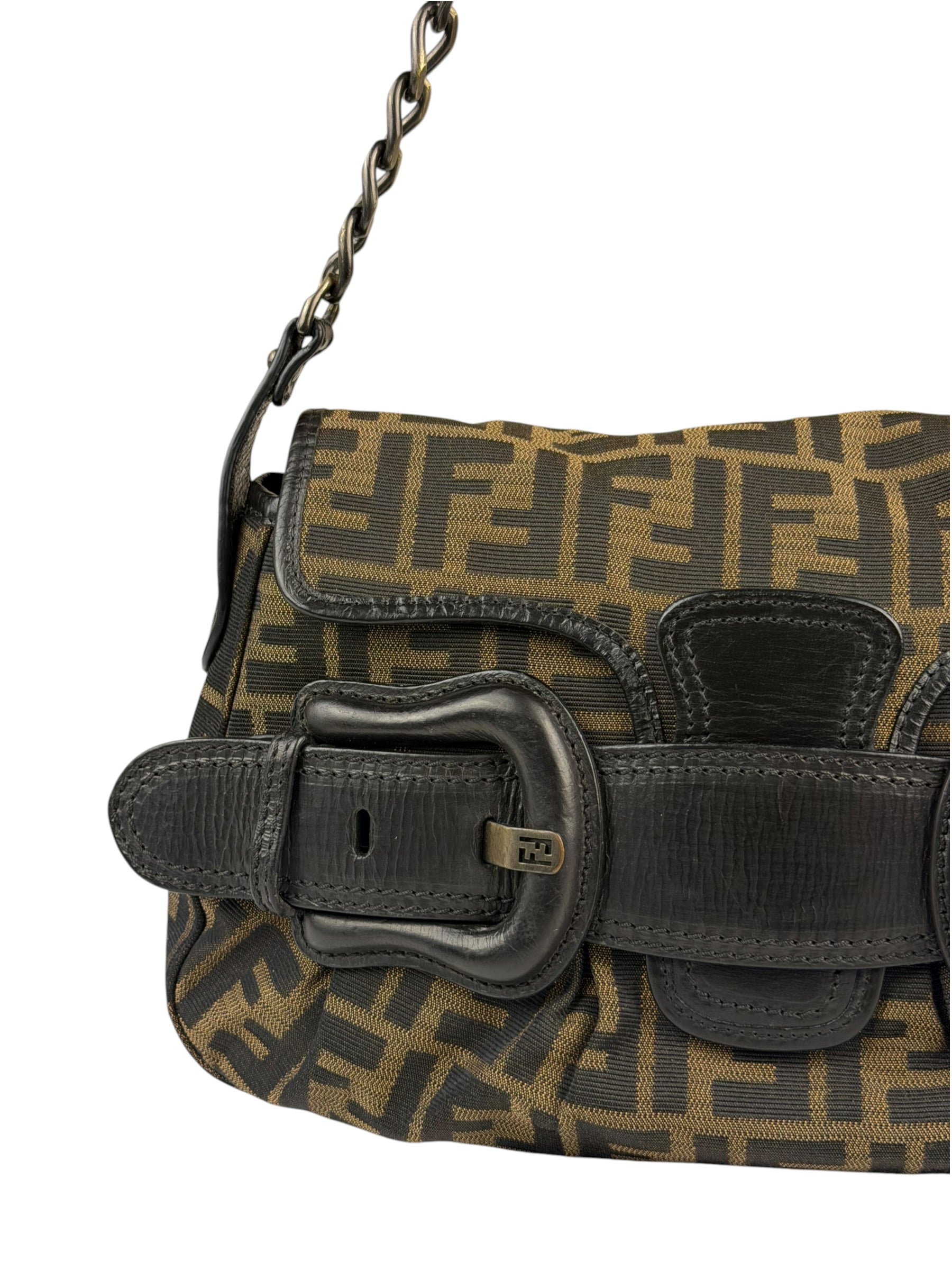 Fendi FF Zucca Vintage B Flap Shoulder Bag
