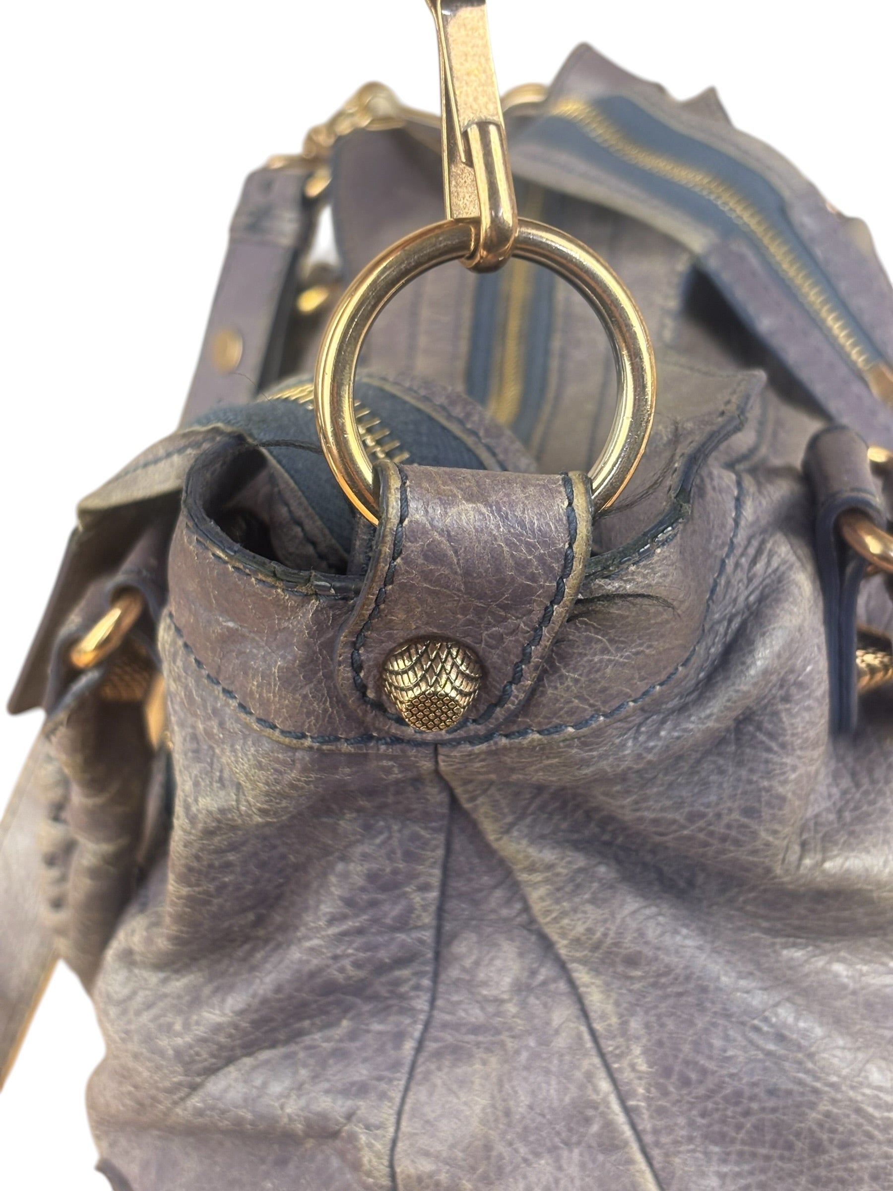 Balenciaga Vintage Distressed Purple Leather City Bag