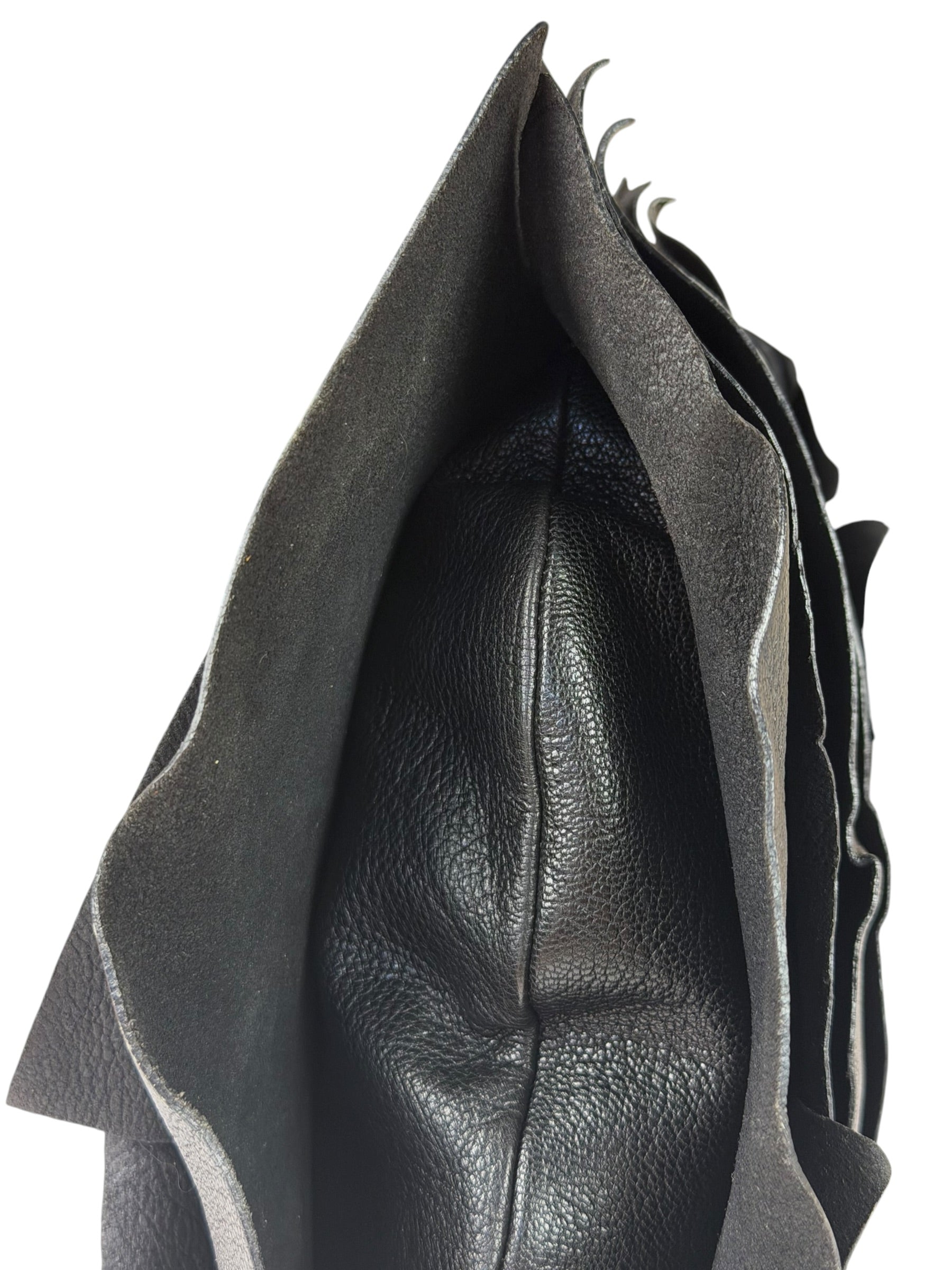 Yves Saint Laurent Black Leather St. Tropez Ruffled Hobo Bag
