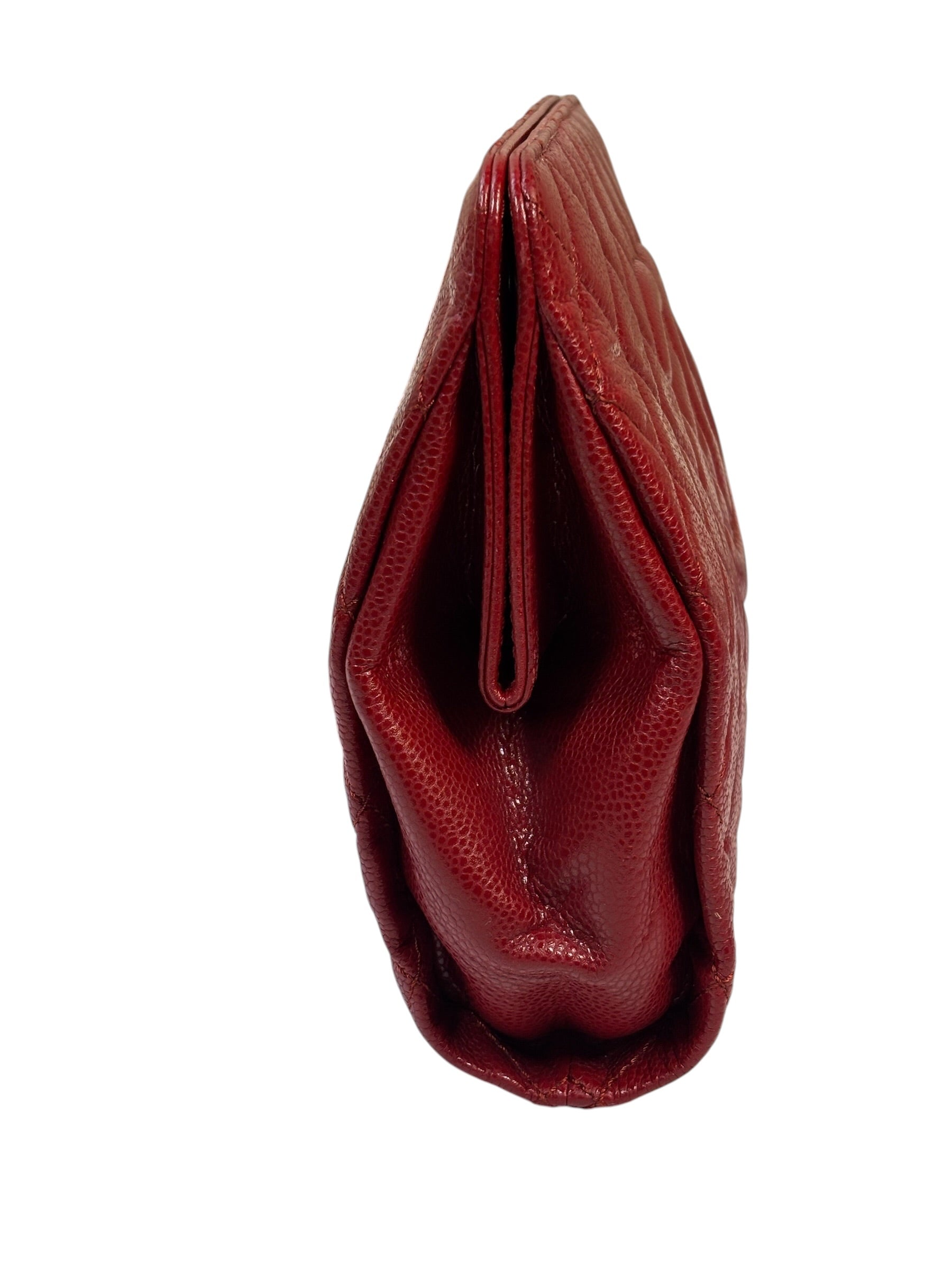 Chanel Red Caviar Quilted Frame Clutch 2012