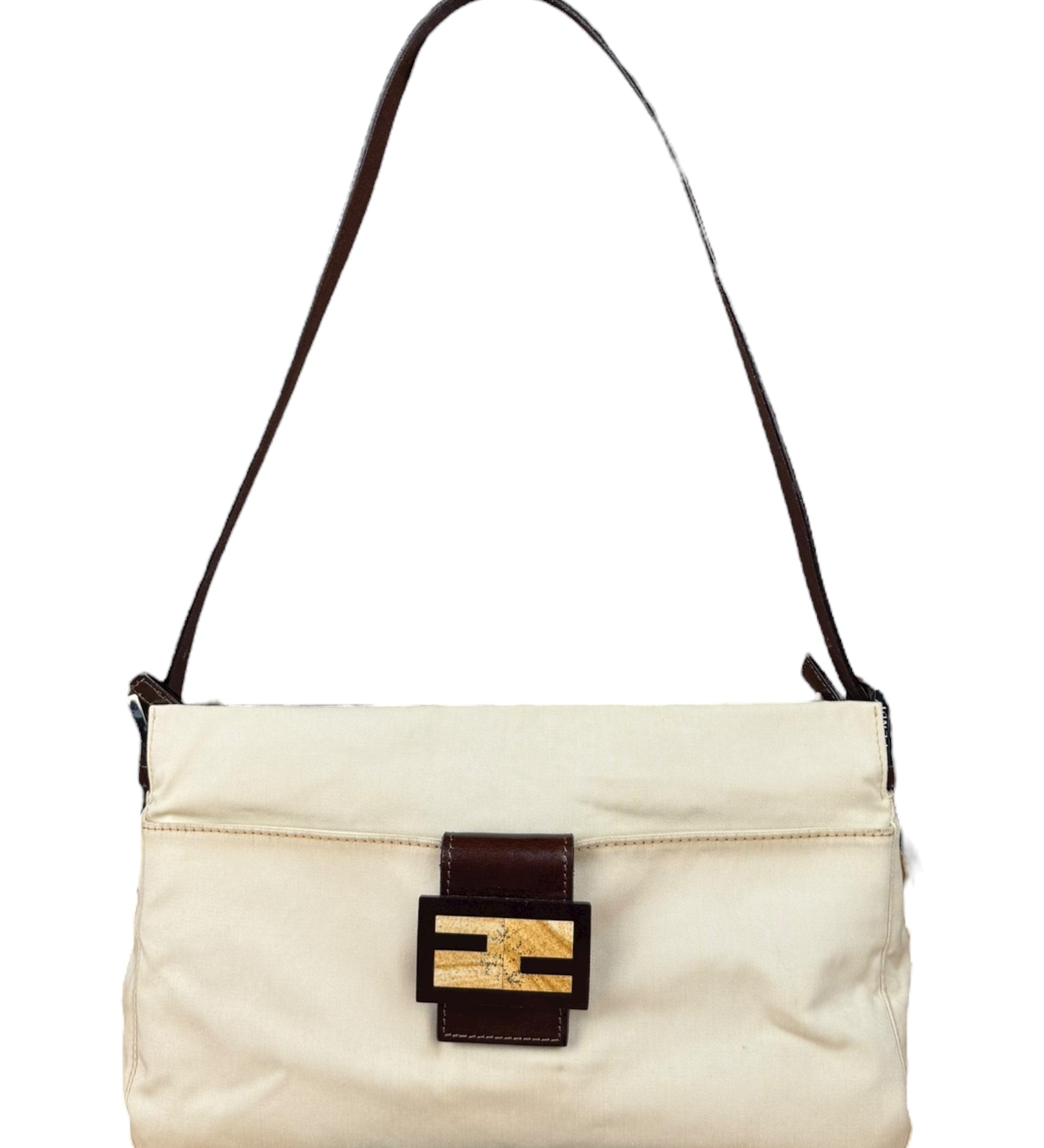 Fendi Cream Baguette Shoulder Bag