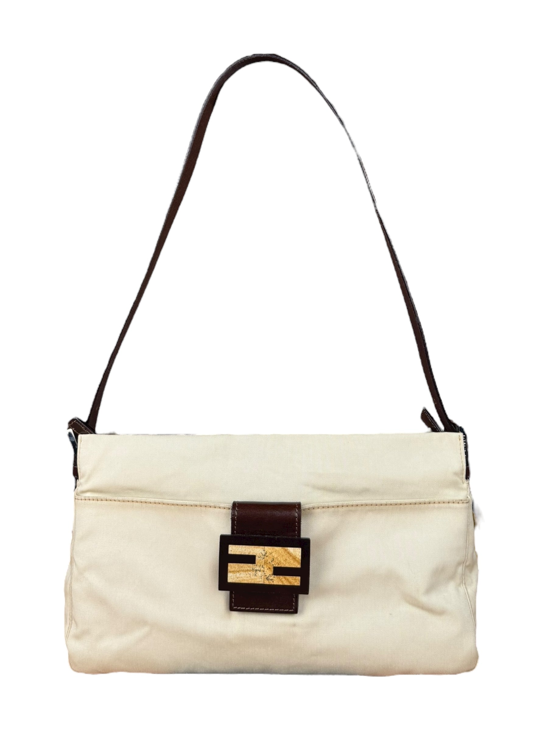 Fendi Cream Baguette Shoulder Bag
