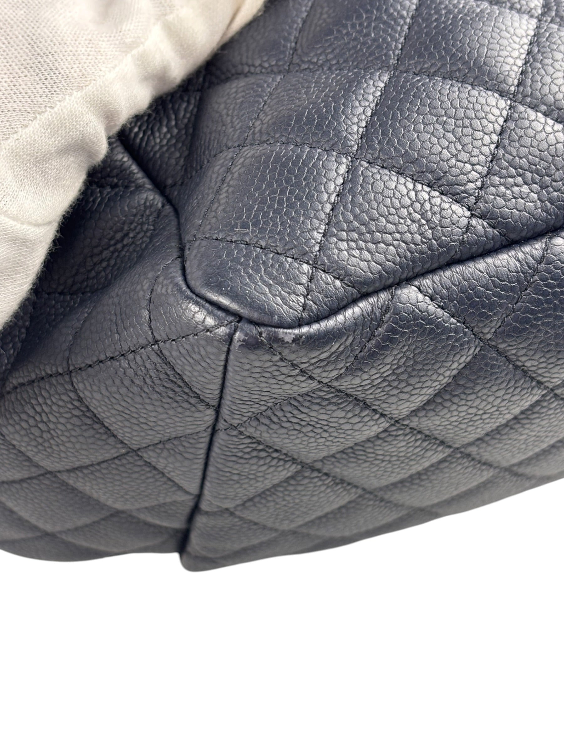 Chanel Navy Blue Leather Drawstring Bucket Two-Way Bag 2018