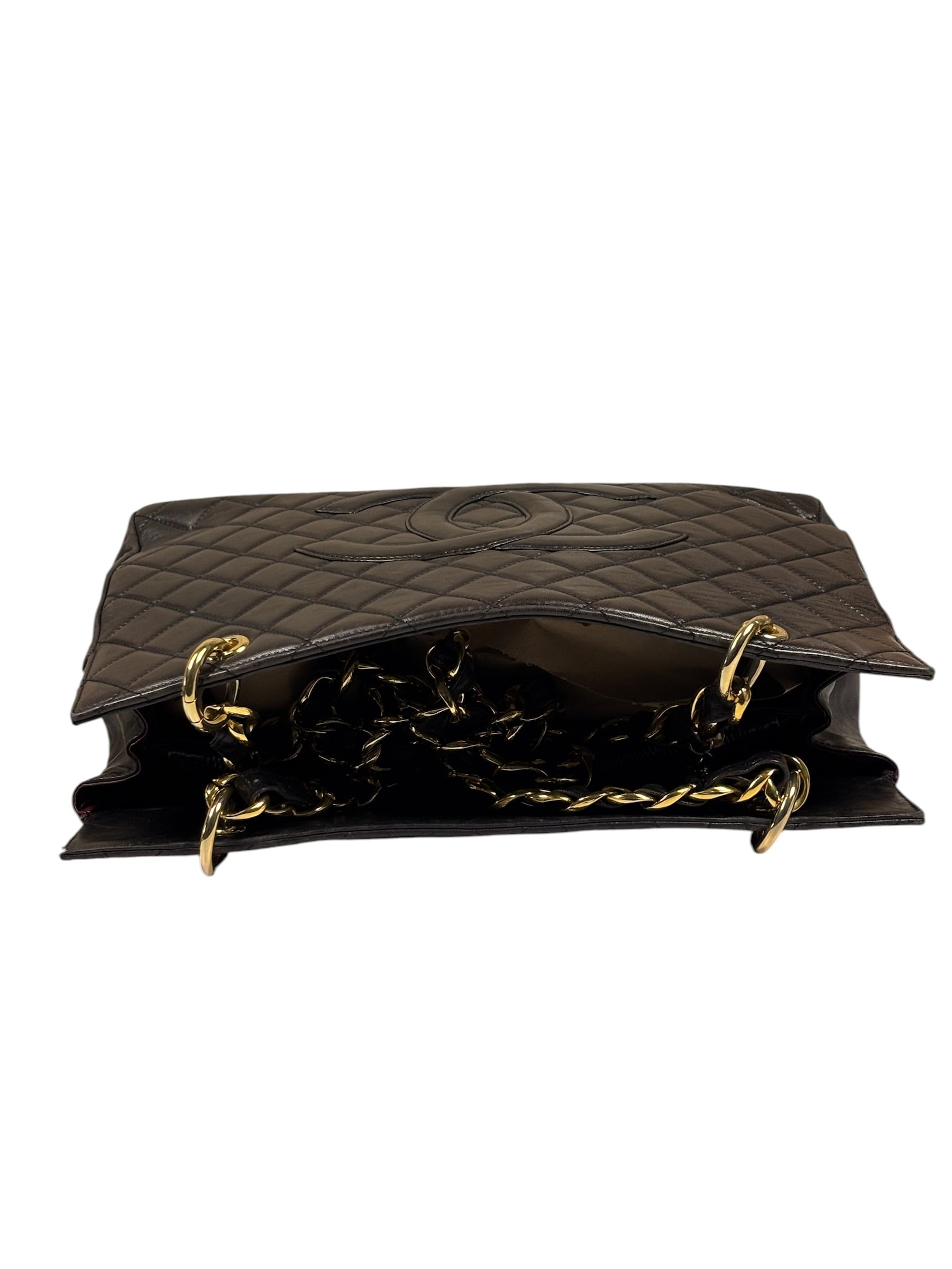 Chanel Black Quilted Lambskin CC Timeless Shopping Tote Late 90s