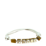 Prada Nappa Leather Logo Embellished Bracelet