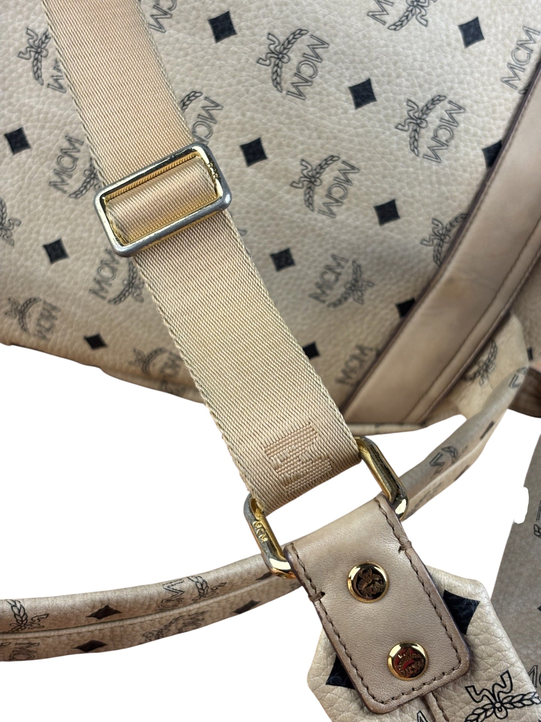 MCM Beige Leather Monogram Medium Stark Backpack
