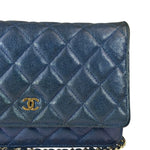 Chanel Peal Blue Caviar Quilted Leather Iridescent Wallet On Chain 2019