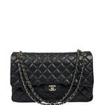 Chanel Black Quilted Caviar Jumbo Flap Bag 2021