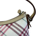 Burberry White/Beige Leather Trim Nova Check Pochette