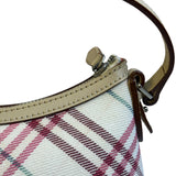 Burberry White/Beige Leather Trim Nova Check Pochette