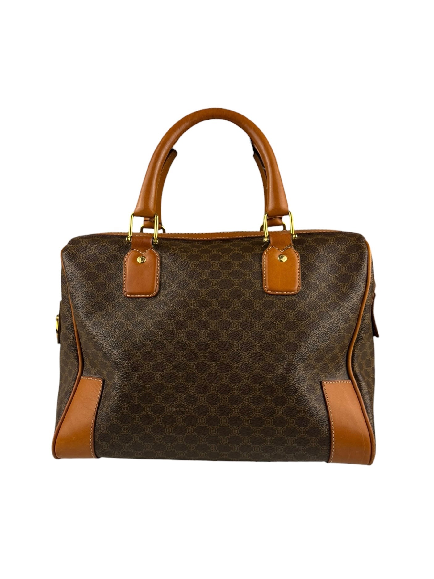 Celine Vintage Macadam Canvas Boston Bag