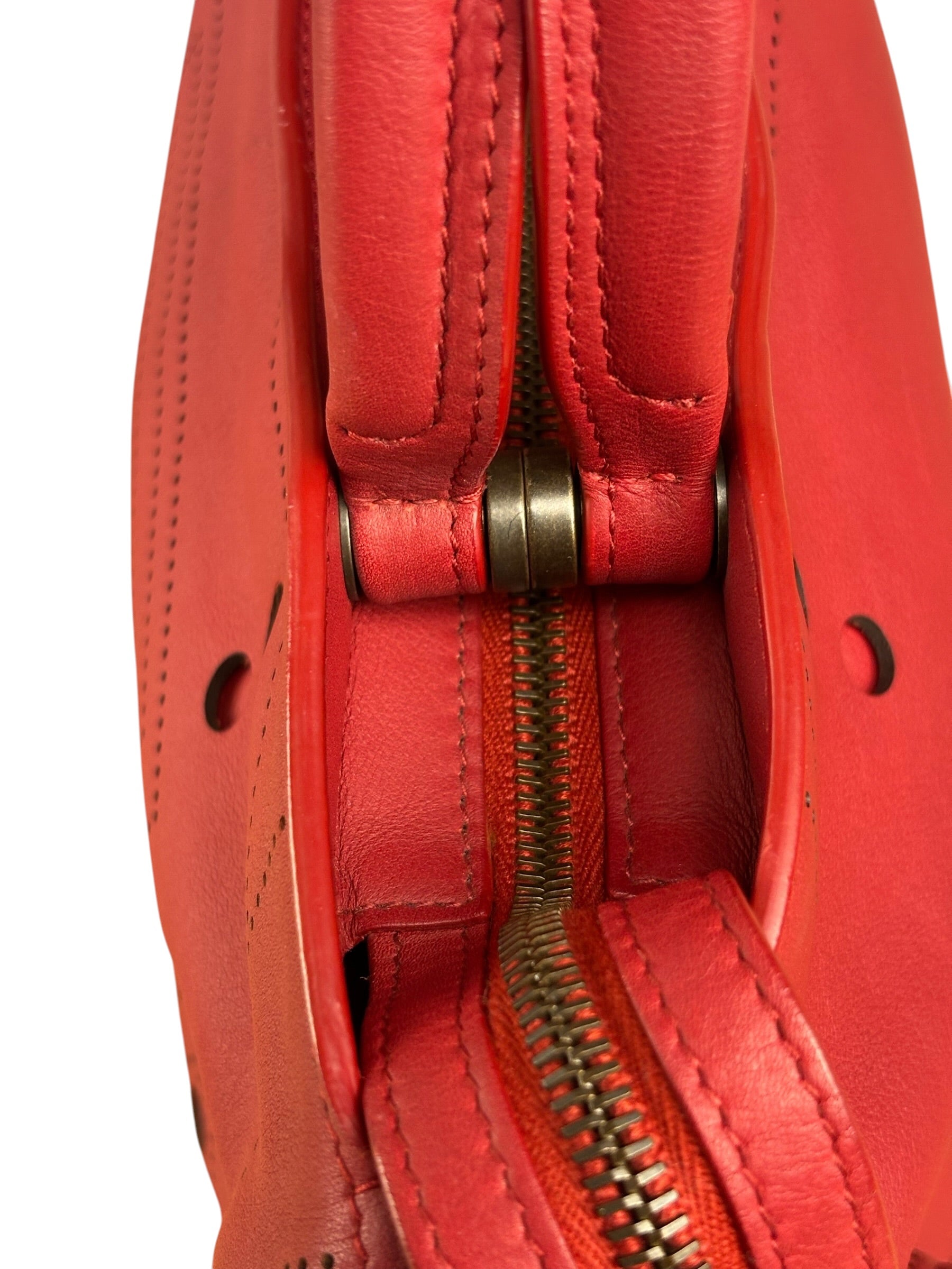 Balenciaga Red Leather Blackout City Two-Way Bag