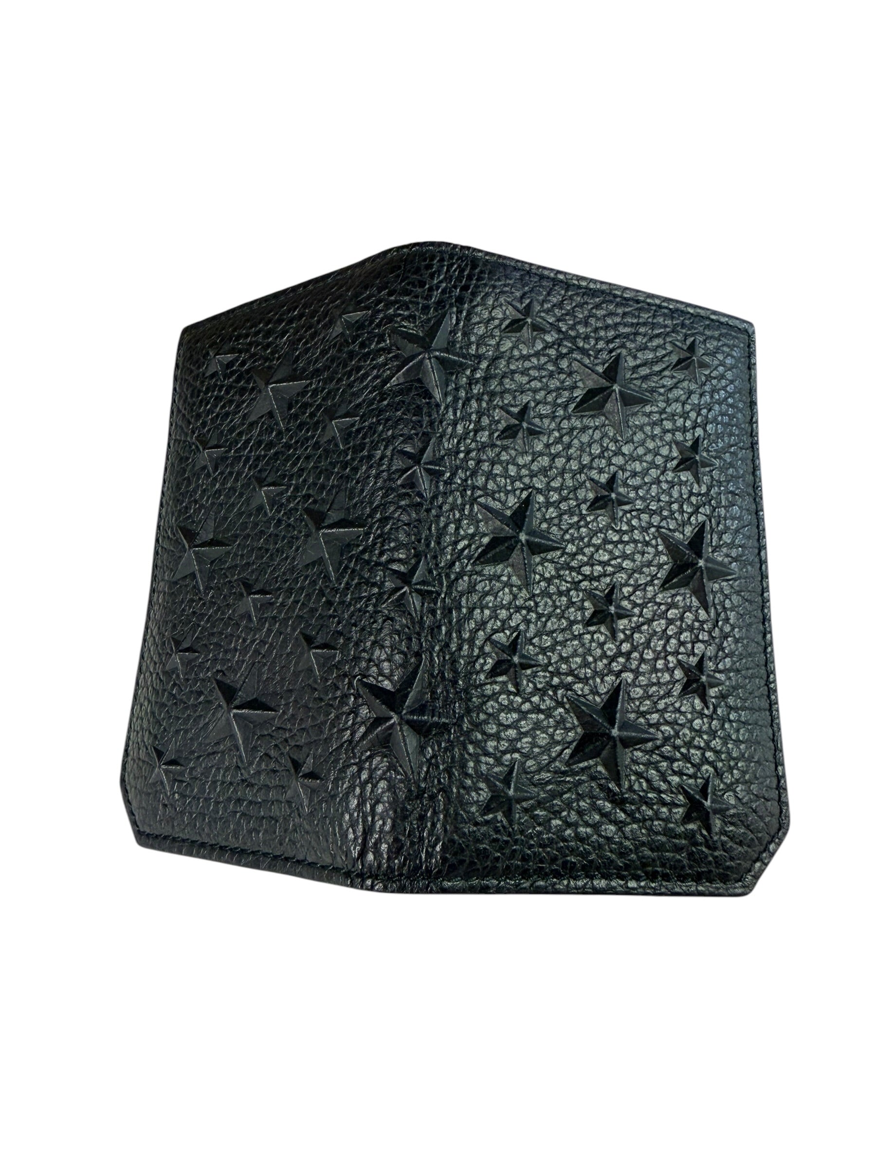 Jimmy Choo Black Leather Star-Embossed Bi-Fold Card Holder