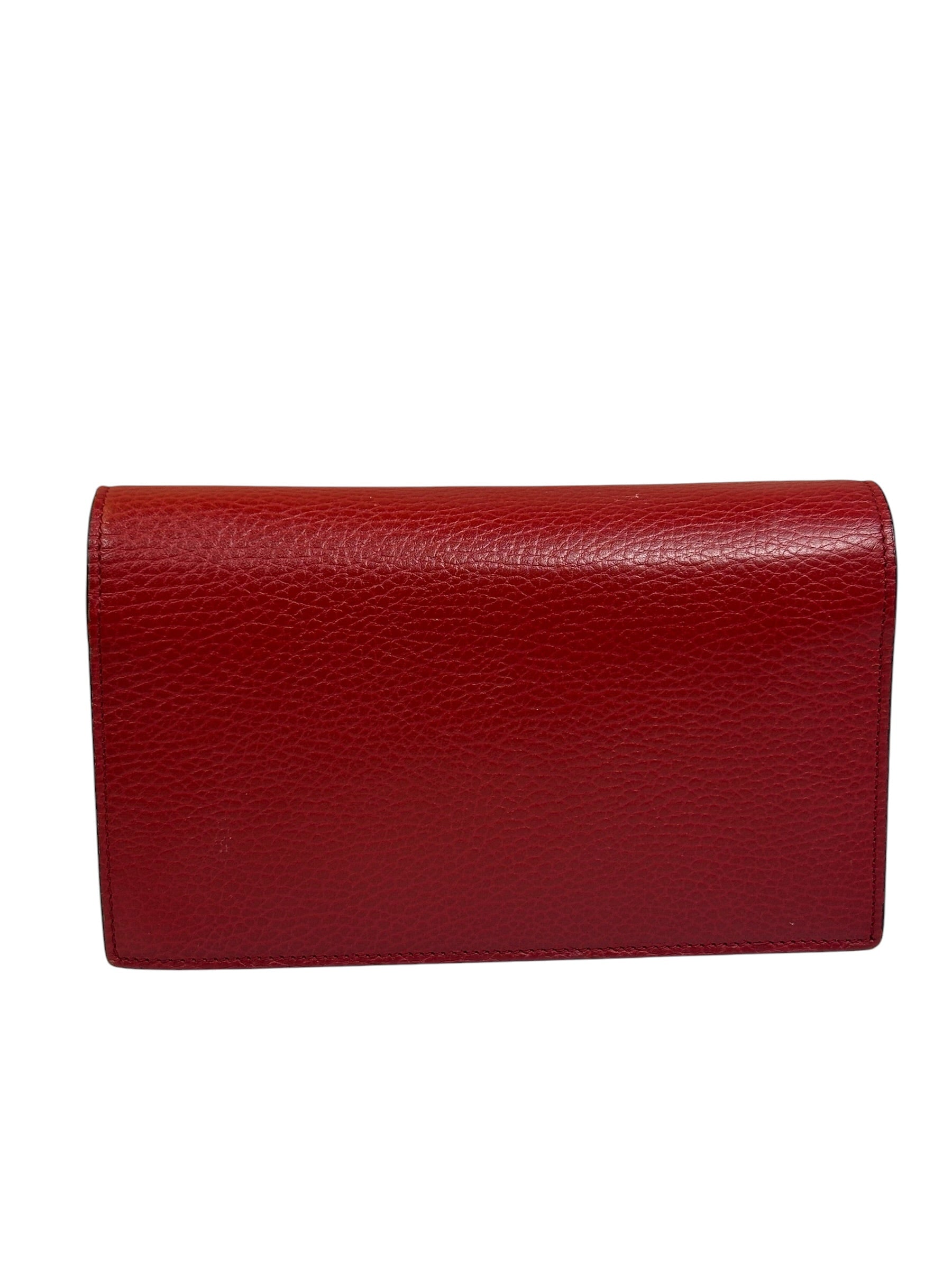Gucci Red Leather GG Logo Wallet On Chain