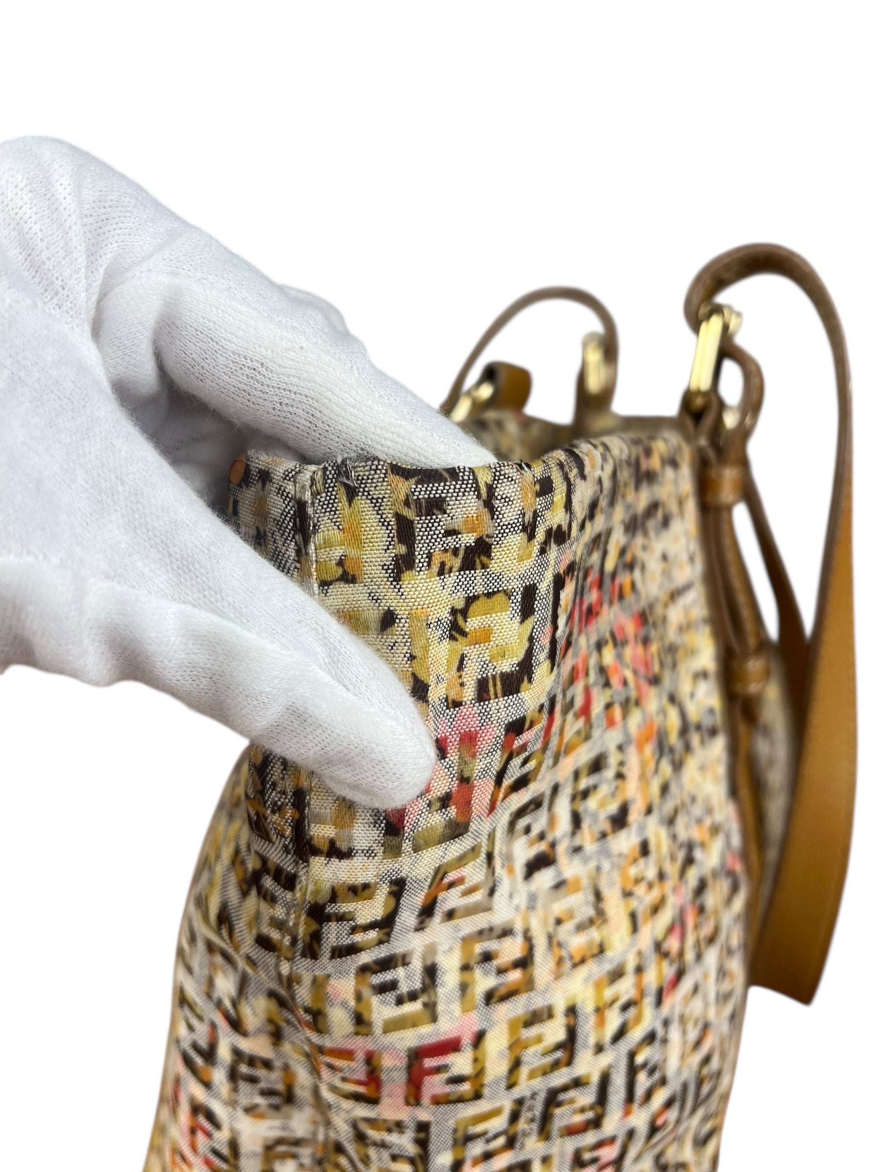 Fendi FF Floral Zucchino Shoulder Tote