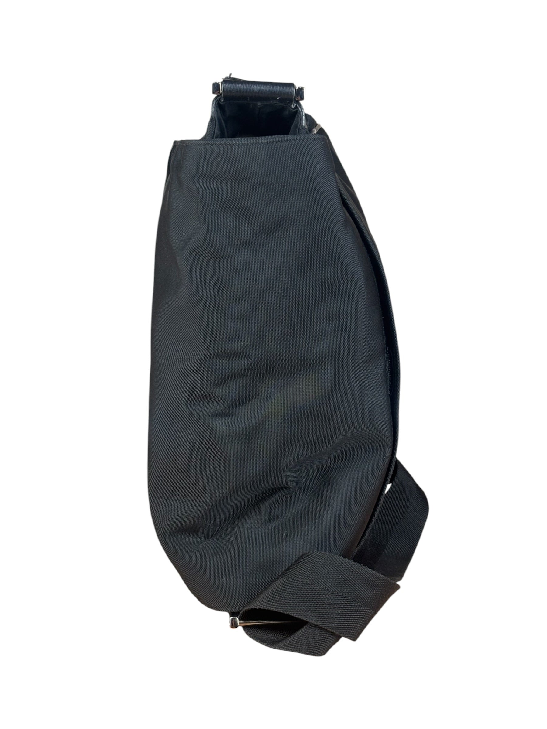 Gucci Black Canvas Flap Messenger Bag