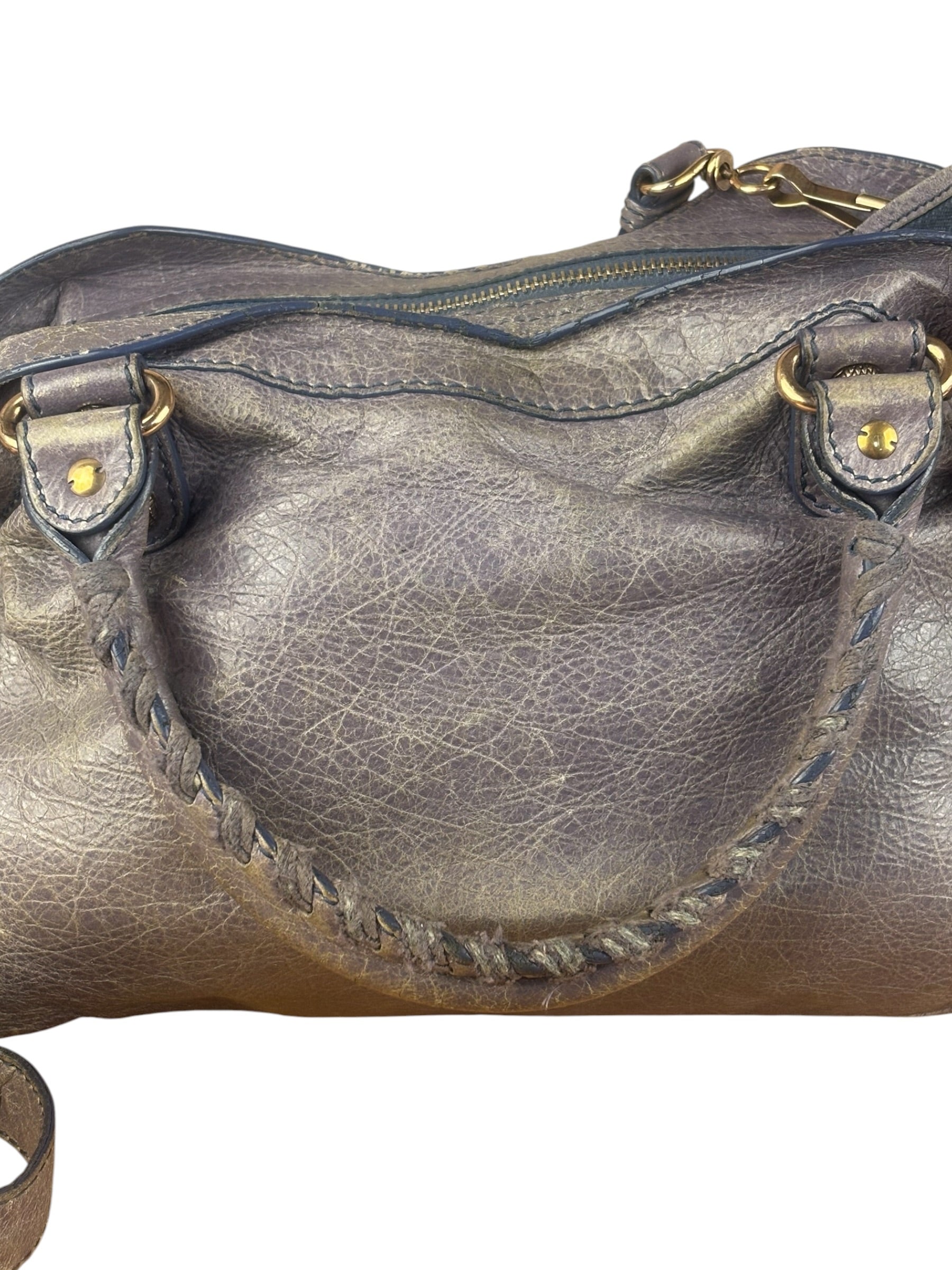 Balenciaga Vintage Distressed Purple Leather City Bag