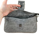 Fendi Light Denim Toned Canvas Baguette Shoulder Bag