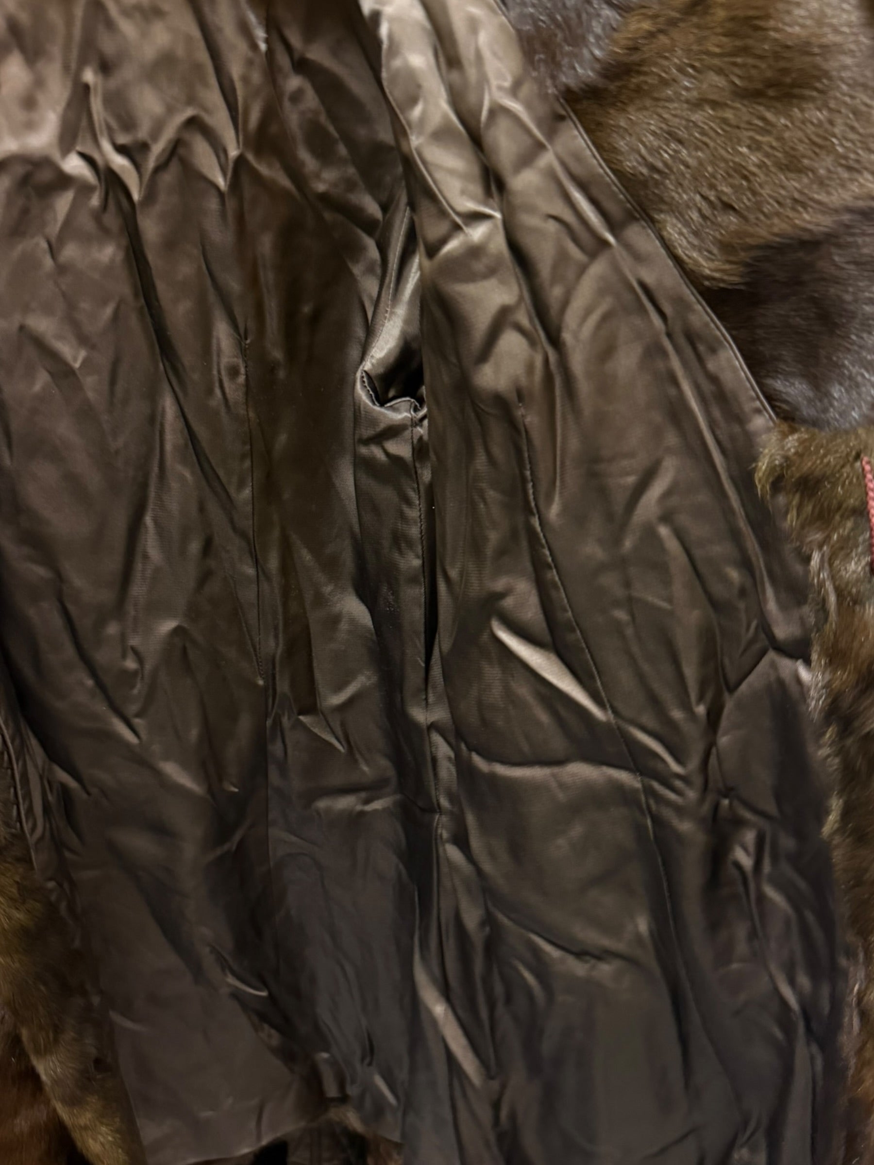 Vintage Mixed Brown Mink Fur Mid Length Coat