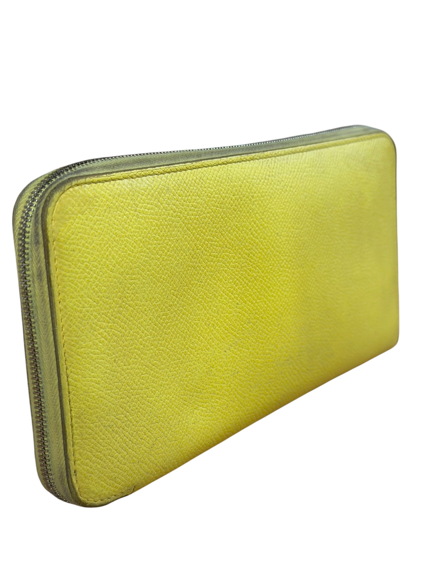 Hermes Yellow Leather Silk'In Classique Long Wallet