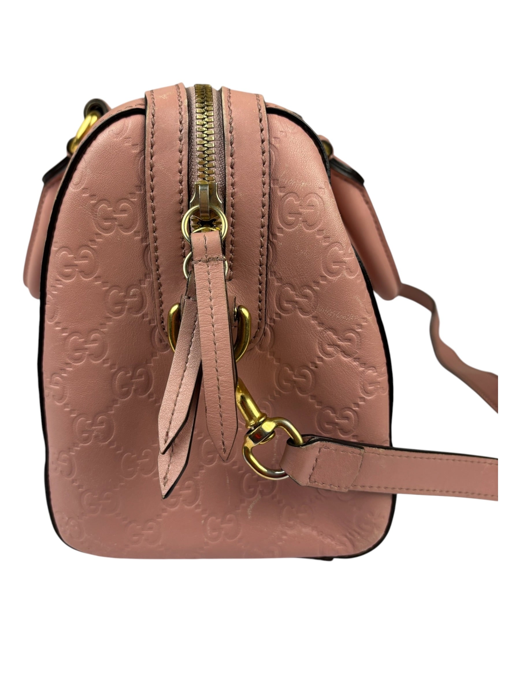 Gucci Pink Leather Guccissima Two-Way Boston Bag