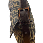 Fendi Brown Leather Trim Baguette