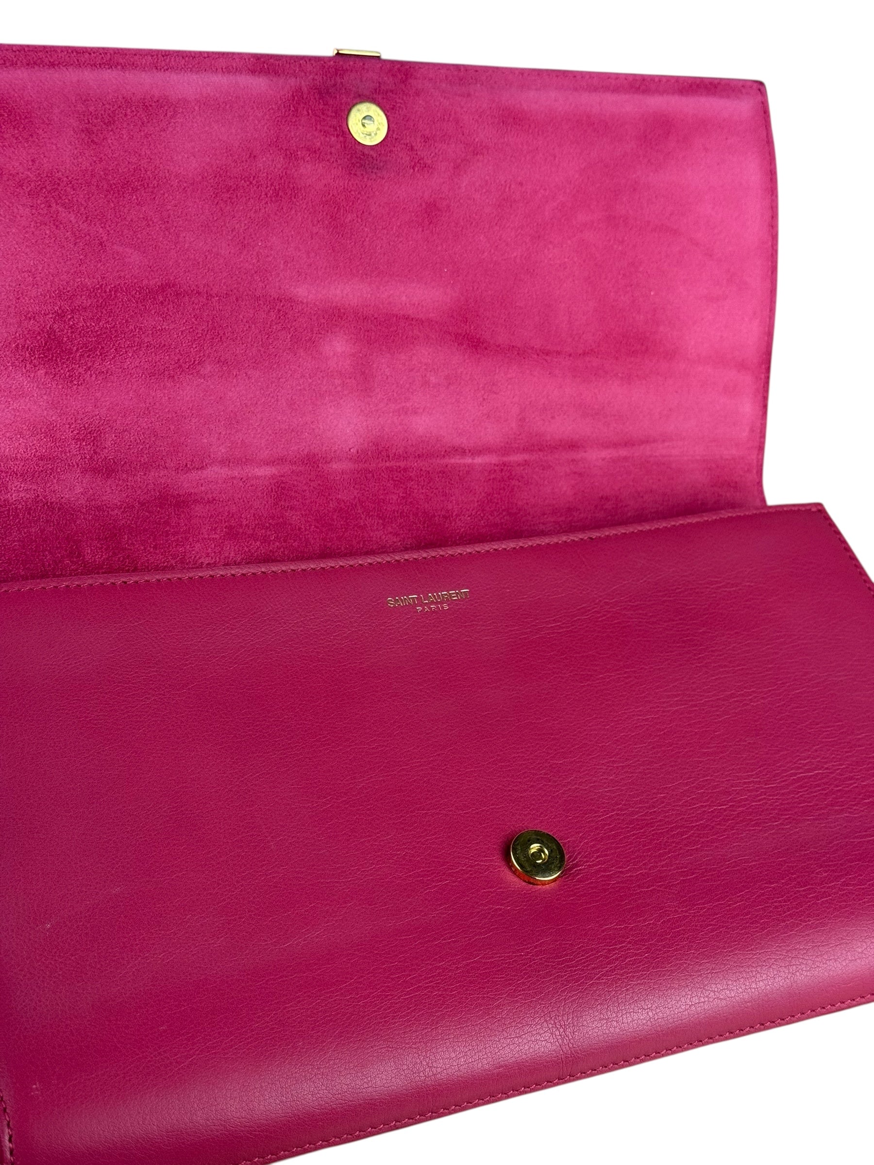 Saint Laurent Pink Leather Y Ligne Clutch