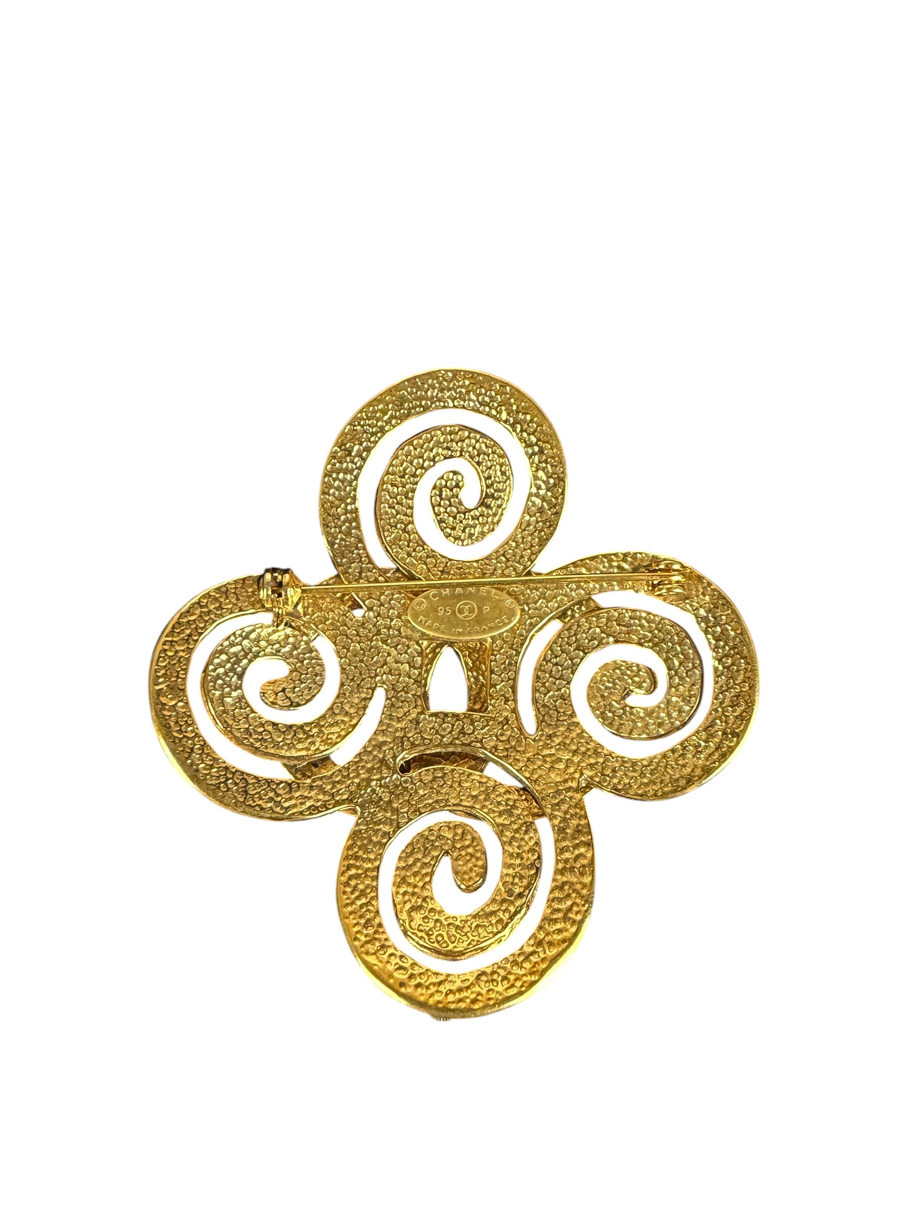 Chanel Vintage Spring Swirl/Sprial Cross Cc Brooch 95P 1995