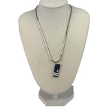 Christian Dior Silver Trotter Number 2 Oblique Pendant Necklace