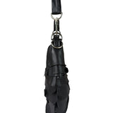 Yves Saint Laurent Black Leather St. Tropez Ruffled Hobo Bag