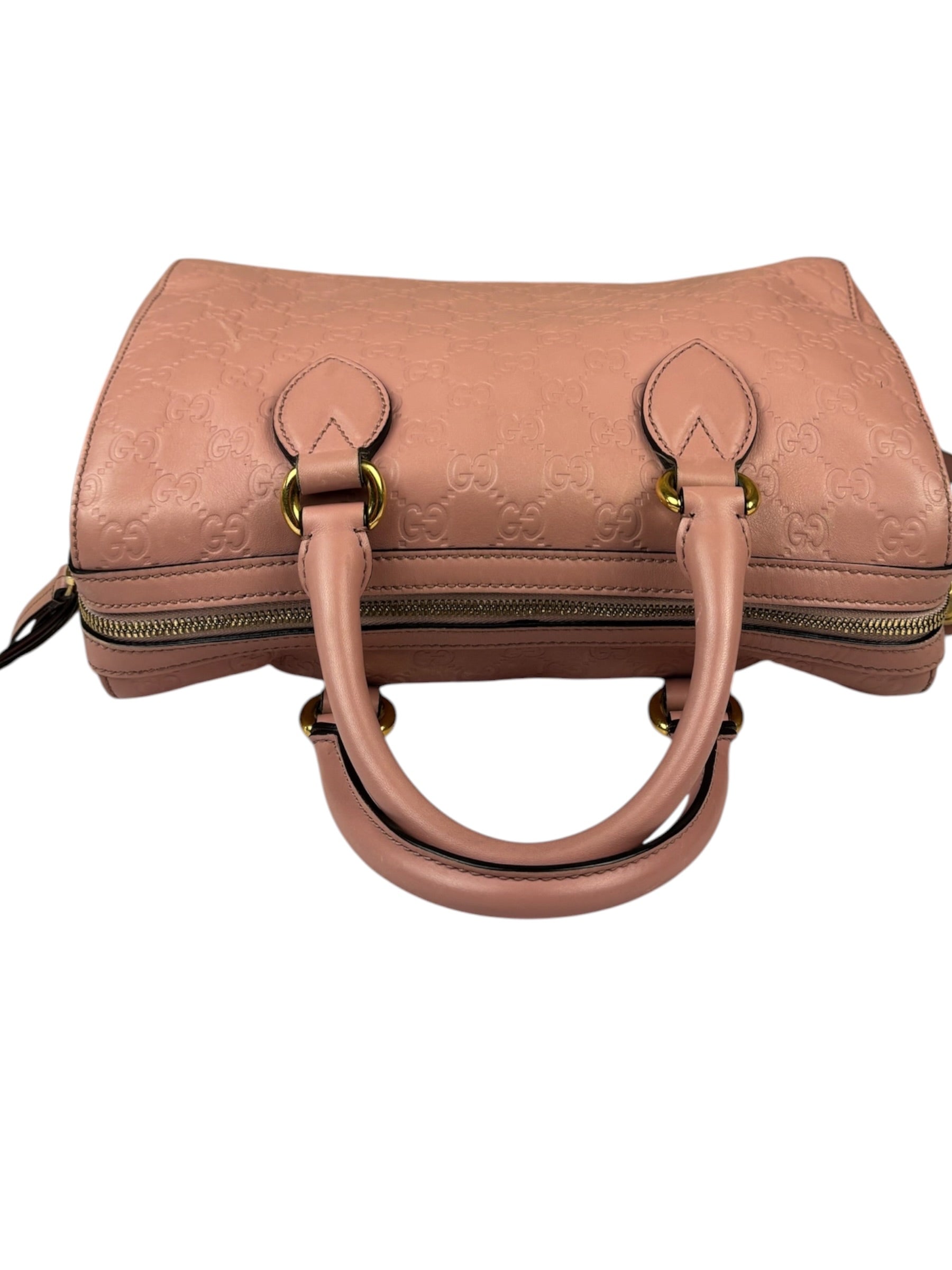 Gucci Pink Leather Guccissima Two-Way Boston Bag