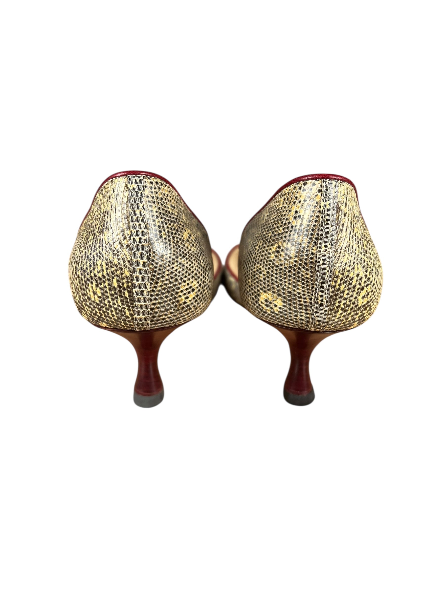 Manolo Blahnik Lizard Skin Kitten Heels