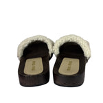 Miu Miu Suede Lining Dyed Sheep Fur Wooden Sandals