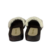 Miu Miu Suede Lining Dyed Sheep Fur Wooden Sandals