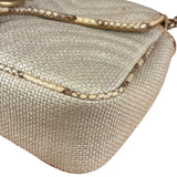 Gucci GG Beige Raffia Marmont Snakeskin Trim Flap Bag