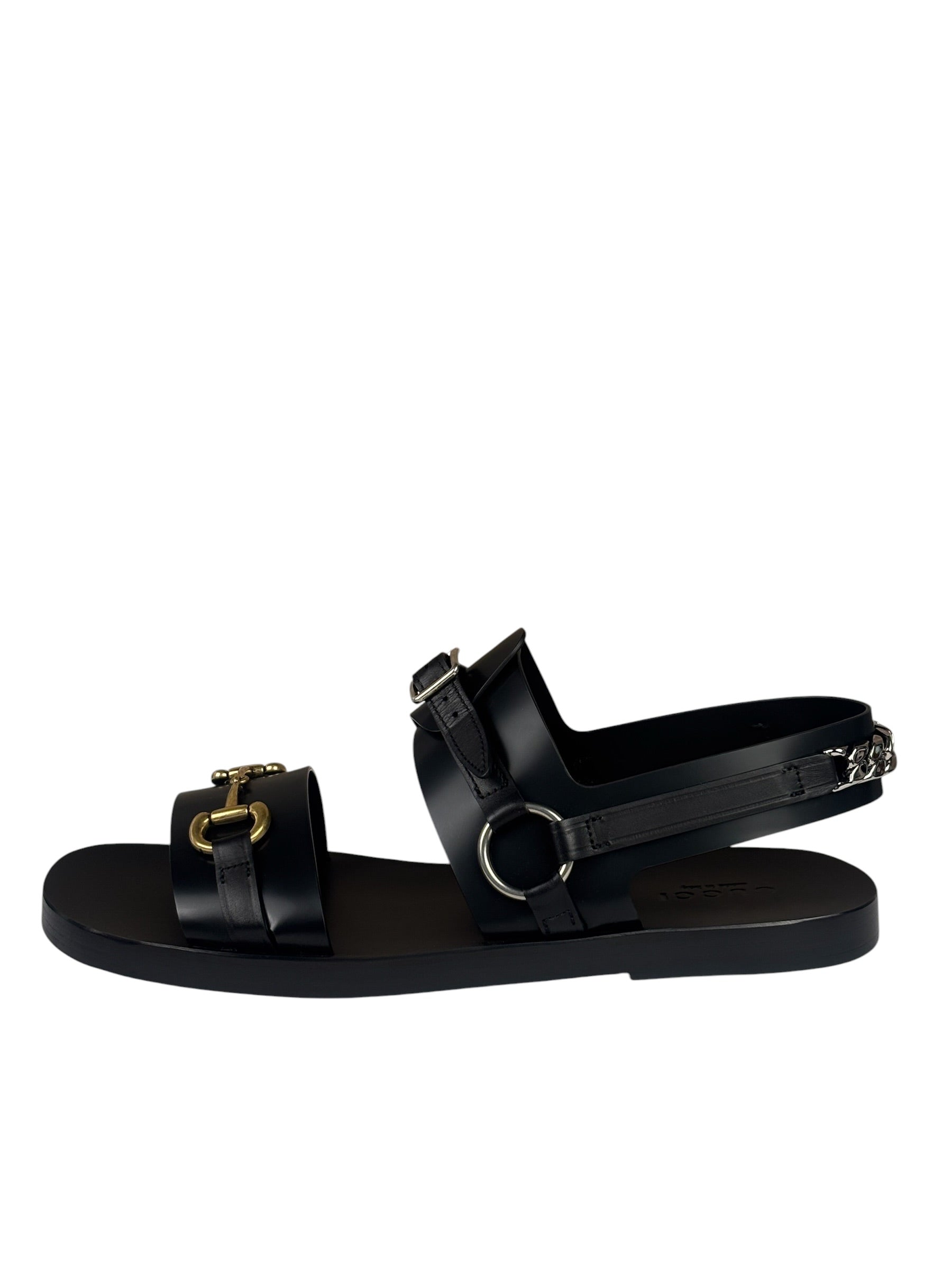 Gucci Black Cordovan Horsebit Sandals