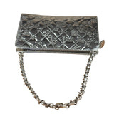 Chanel Metallic Silver Patent Leather Lucky Symbols Embossed Pochette 2007