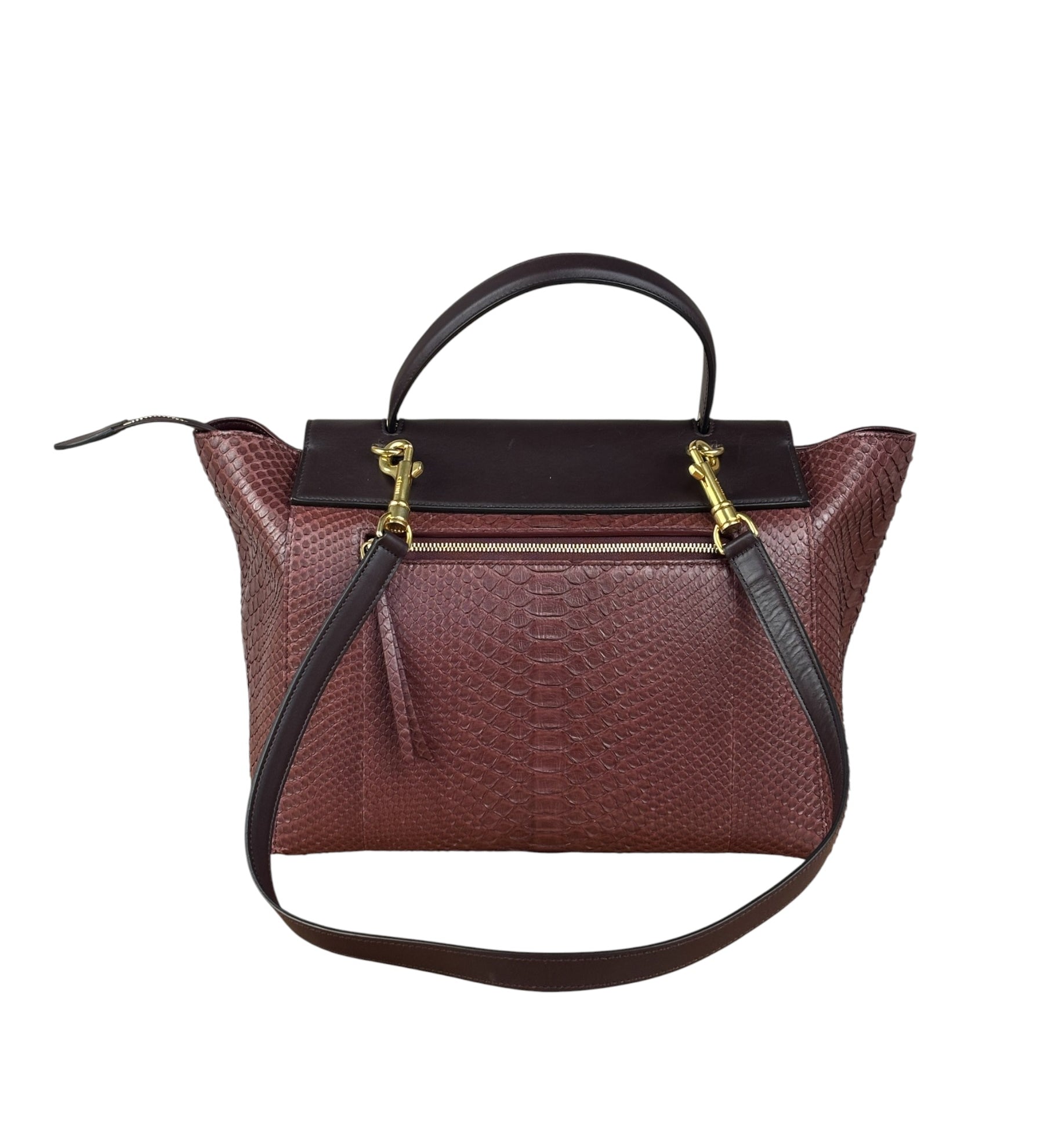 Celine Maroon Python Embossed Trapeze Bag