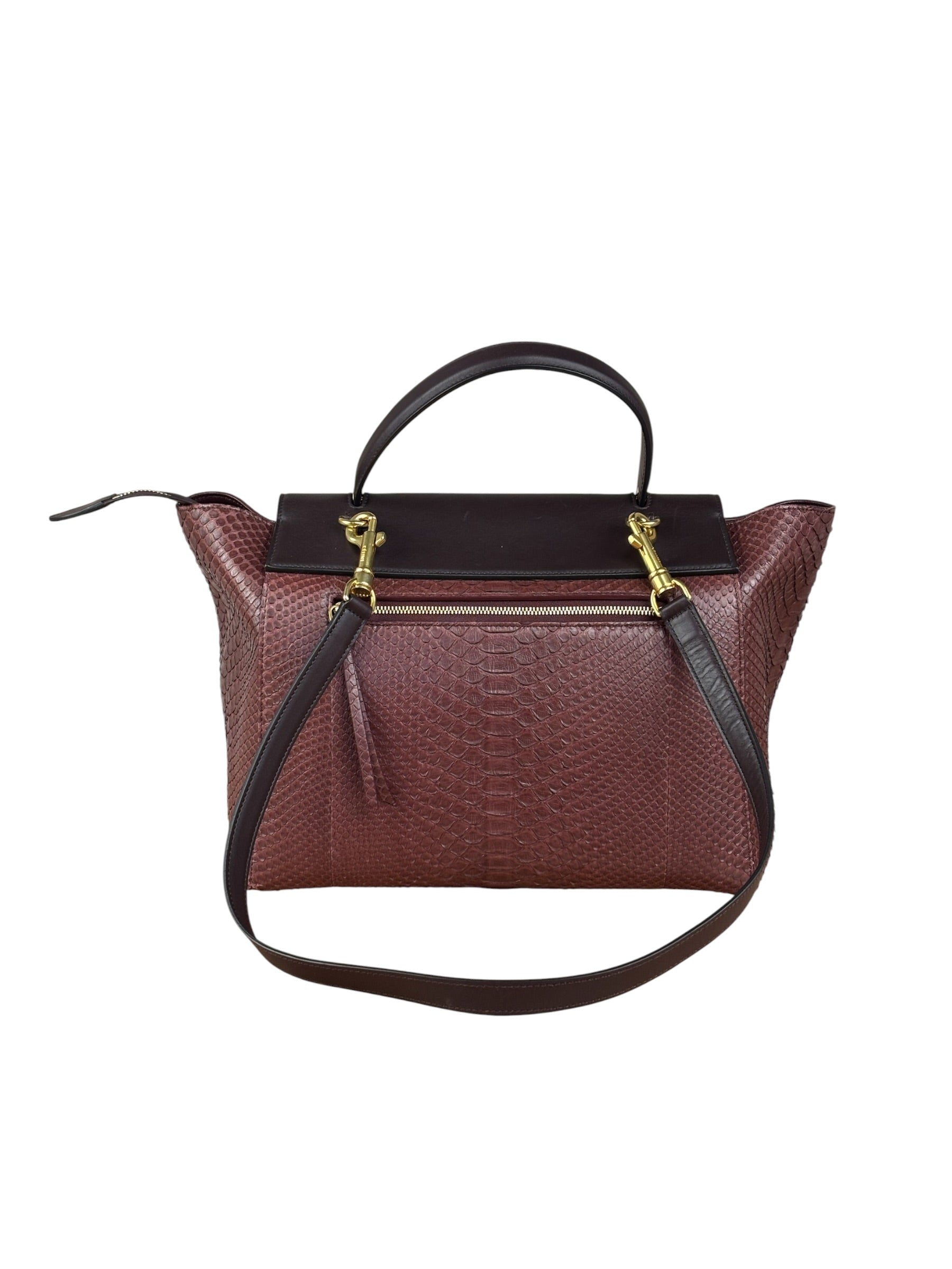 Celine Maroon Python Embossed Trapeze Bag
