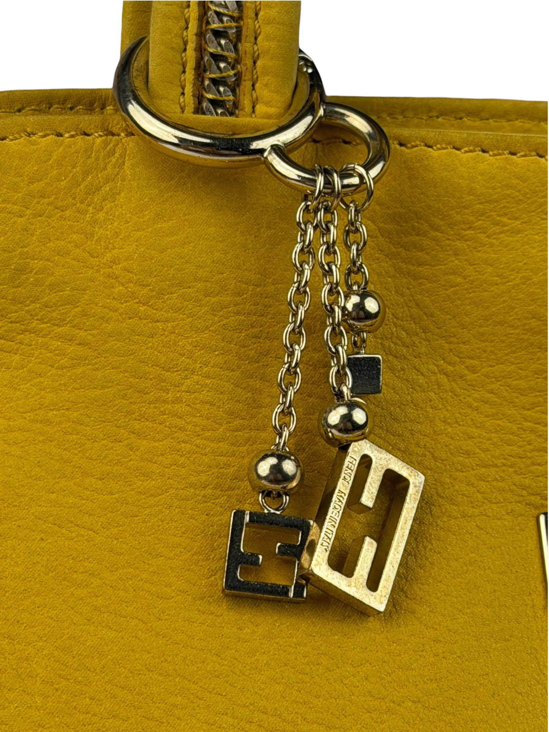 Fendi Yellow Leather Shoulder Bag