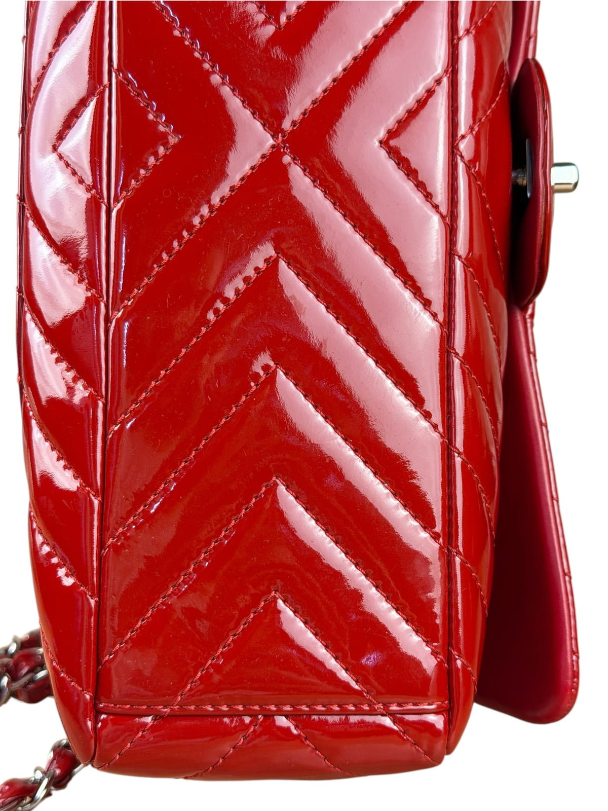 Chanel Red Patent Chevron Jumbo Flap 2010